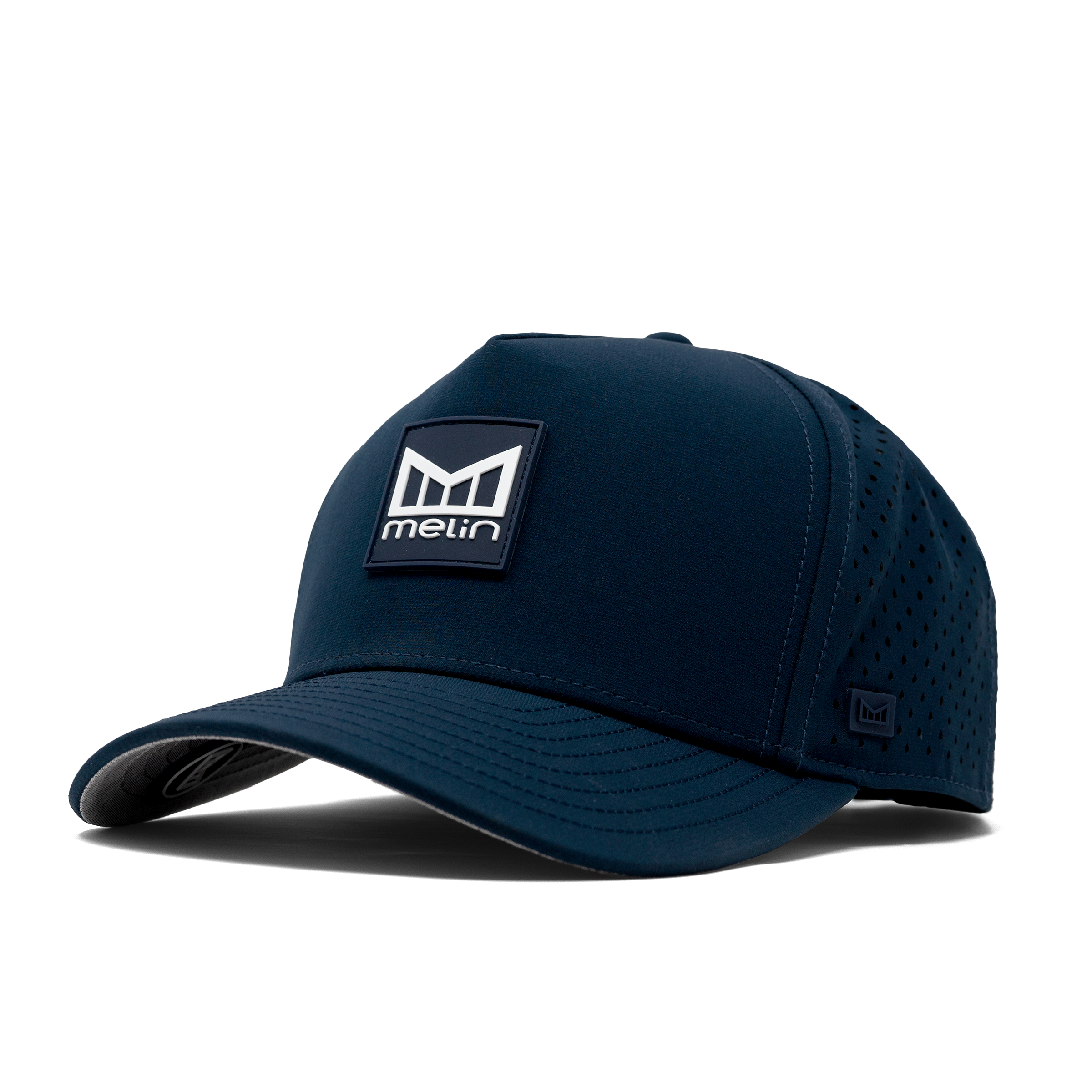 The angled front of melin's Odysea Stacked Hydro hat in Navy
