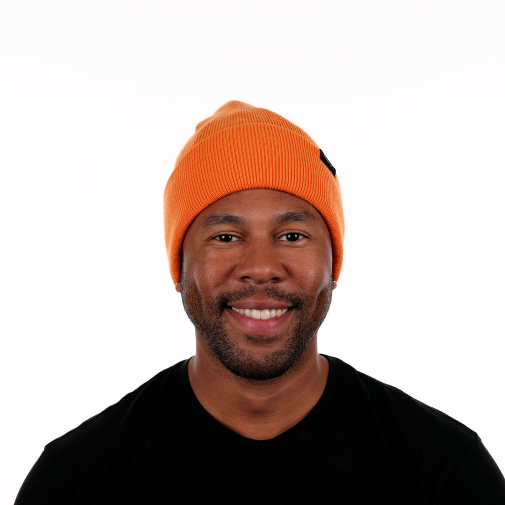 The model view of melin's Journey Beanie - Safety Orange Big Image - 2