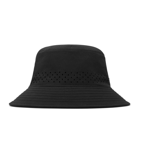 The front view of the melin Caddy Hydro  Bucket Hat in  Black