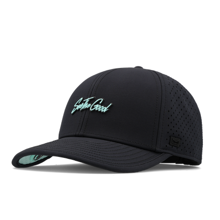 The front, angled view of the melin Compass Player Hydro  Vintage Fit in  Black