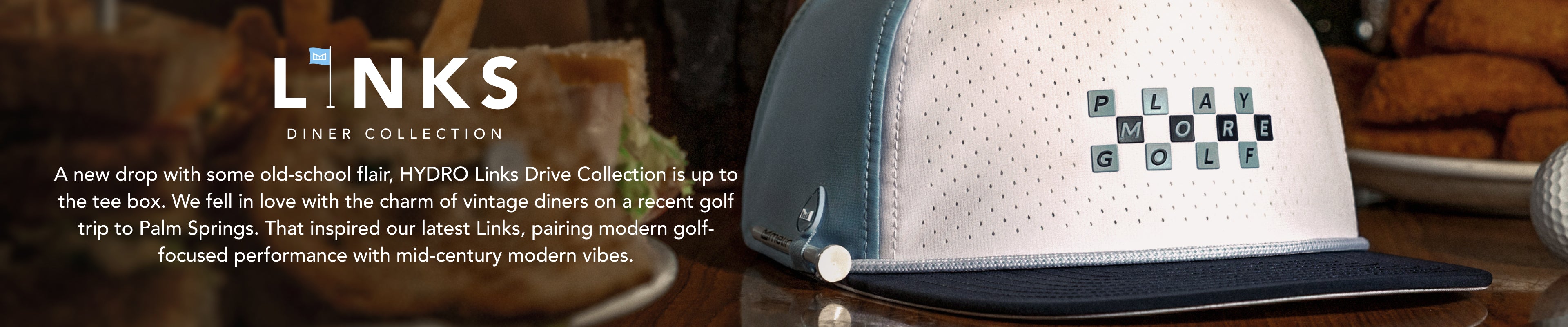 The collection banner for the Links Hydro Sky blue / White Collection