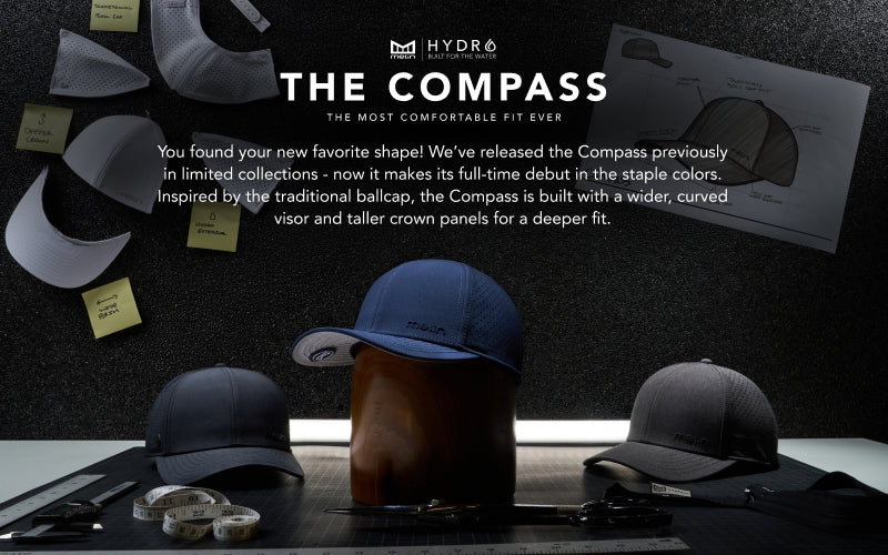 You found your new favorite shape! We’ve released the Compass previously in limited collections - now it makes its full-time debut in the staple colors. Inspired by the traditional ballcap, the Compass is built with a wider, curved visor and taller crown panels for a comfortable fit for all