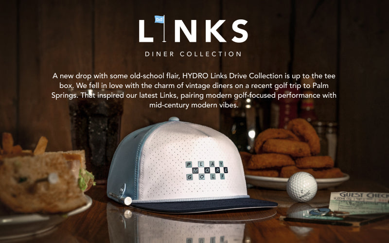 The collection banner for the Links Hydro Sky blue / White Collection