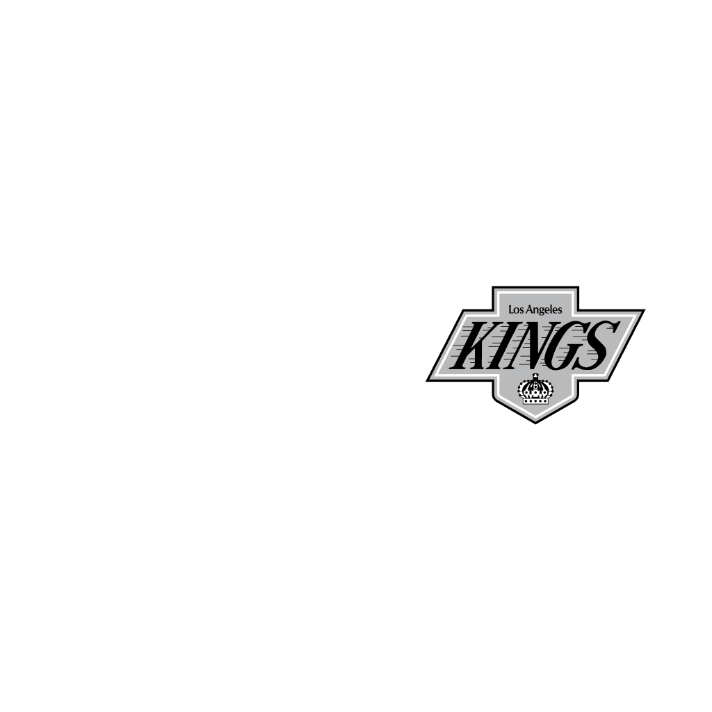 Black and white logo of the Los Angeles Kings on a white background with the melin logo side-by-side