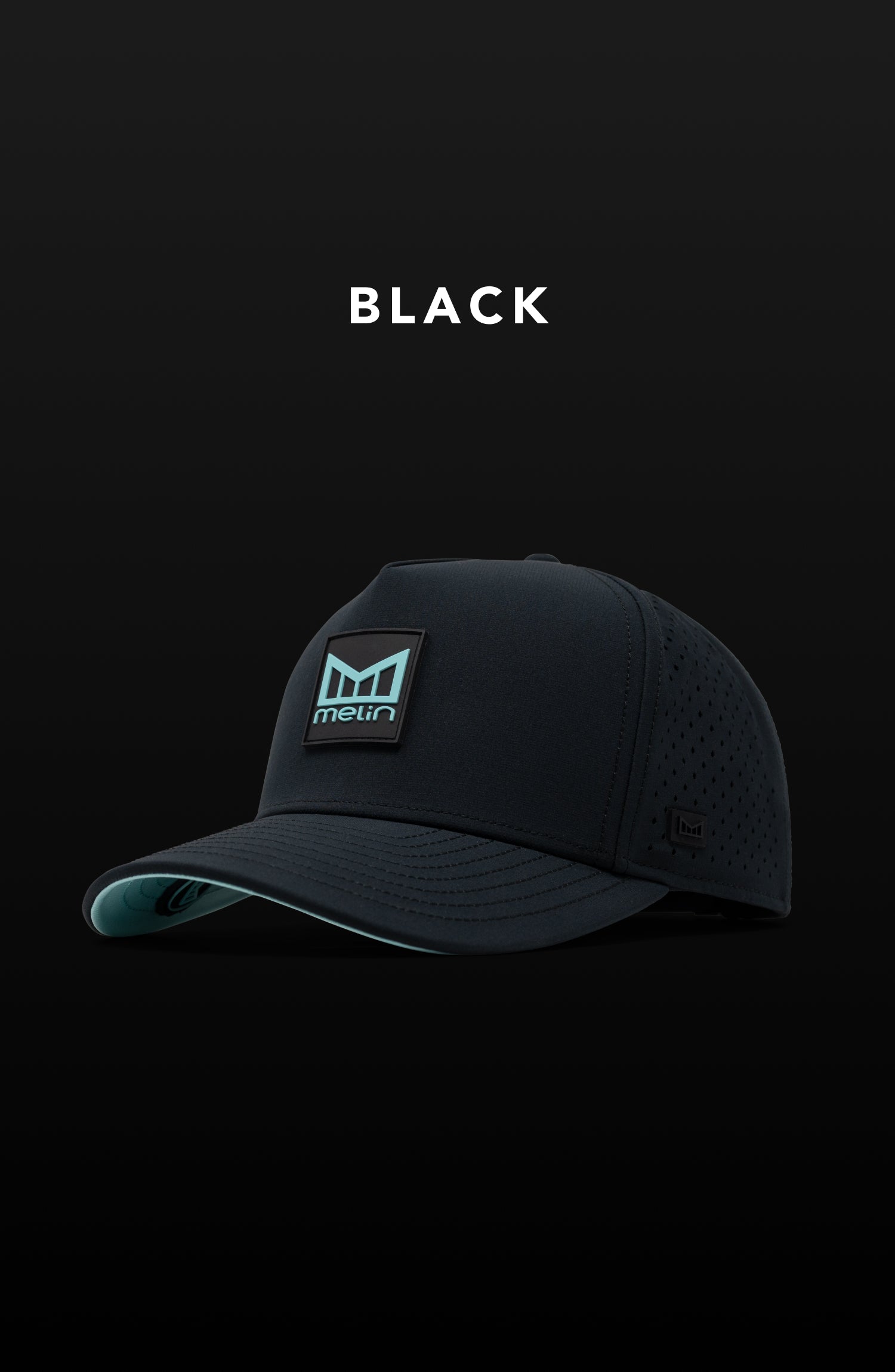 Shop all melin hats in Black, featuring the Odyssey Stacked Hydro in Aqua Splash