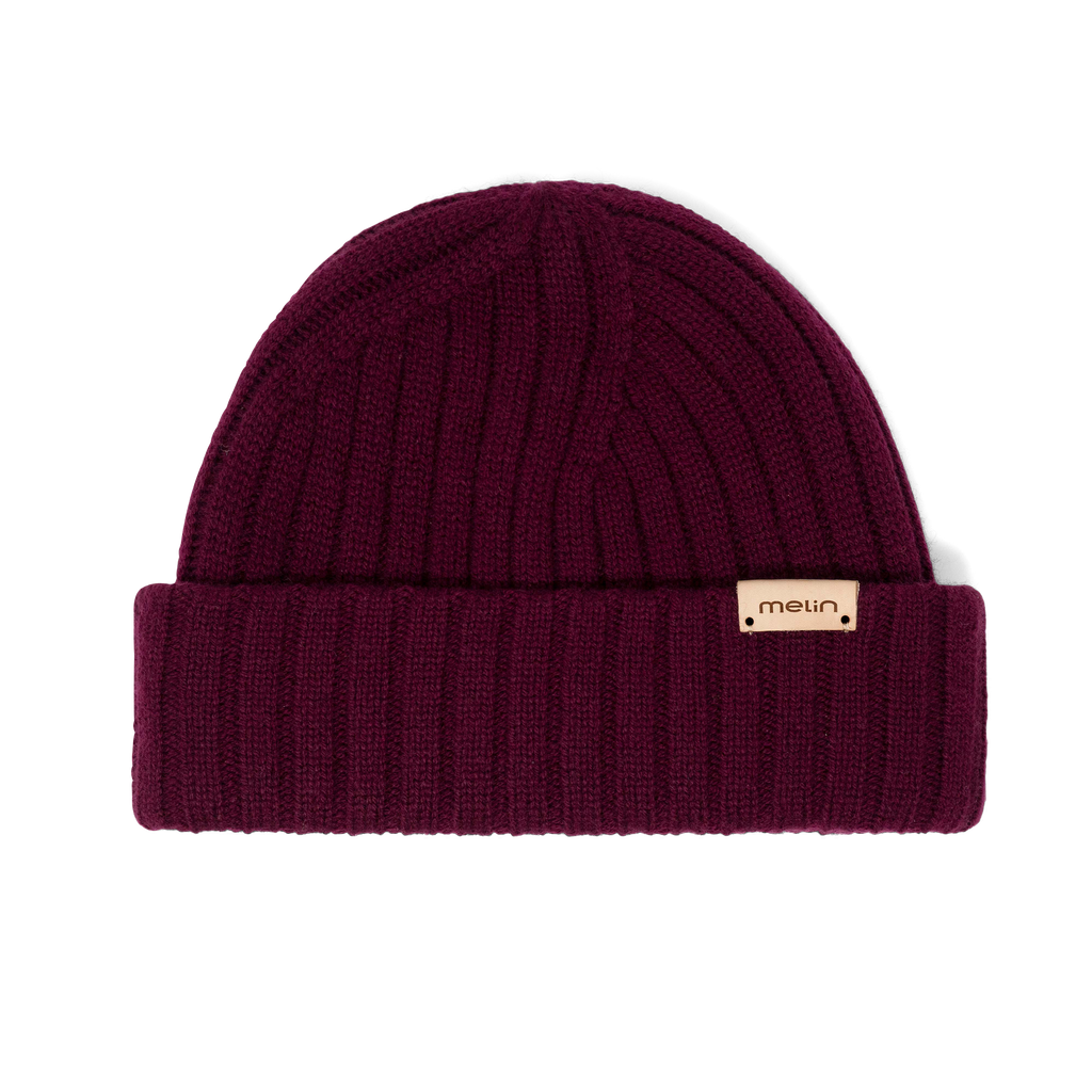 The frontal view of the Melin Louie Vito All Day Beanie in maroon Big Image - 1