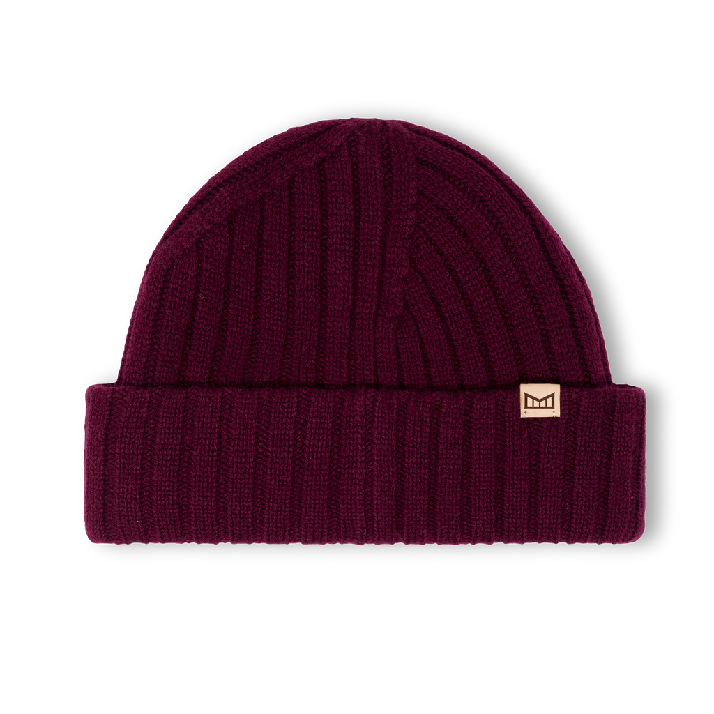 An alternate frontal view of the Melin Louie Vito All Day Beanie in maroon Big Image - 3