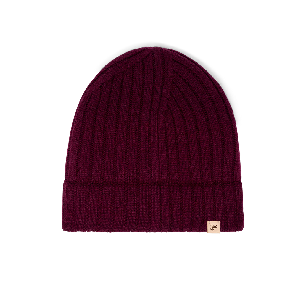An alternate frontal view of the Melin Louie Vito All Day Beanie in maroon Big Image - 4