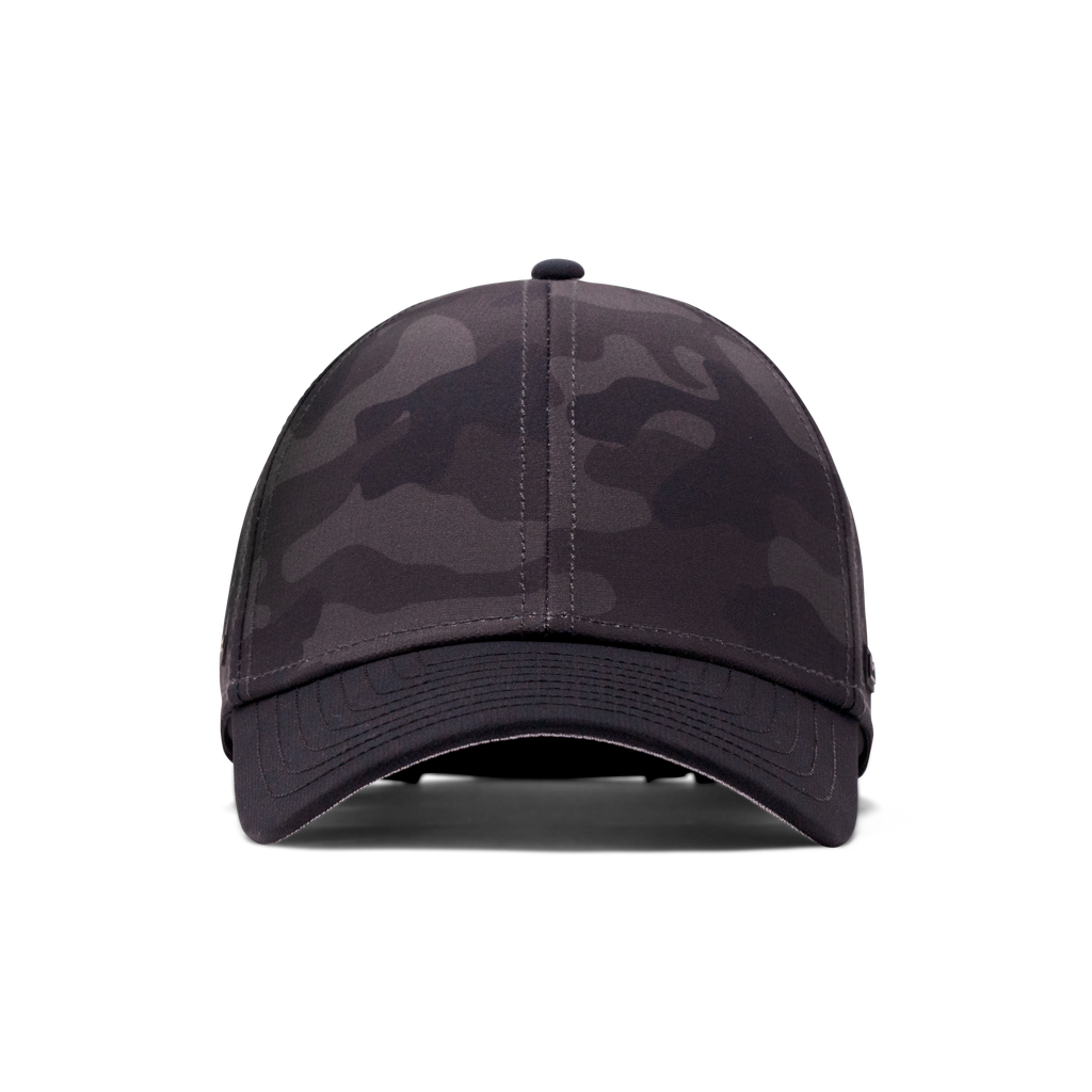 The frontal view of the Melin Vintage Fit A-Game Hydro hat in black camo Big Image - 2