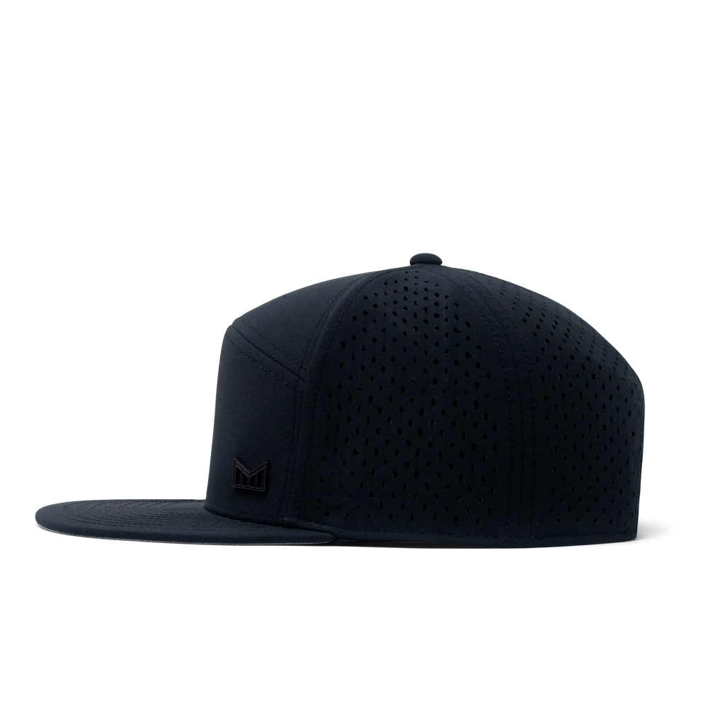 The side view of the Melin Horizon Fit Treches Icon Hydro hat in black Big Image - 4