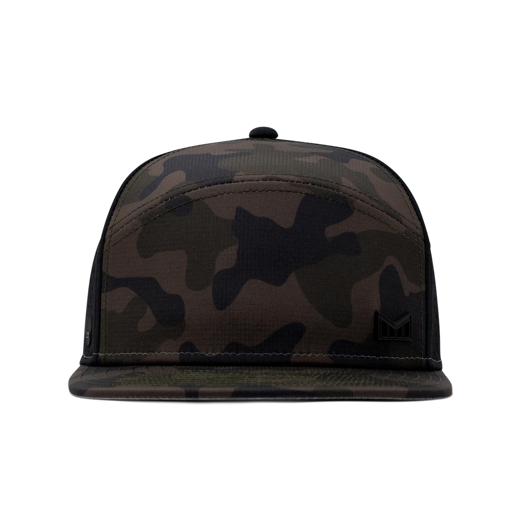 The frontal view of the Melin Horizon Fit Treches Icon Hydro hat in green camo Big Image - 3