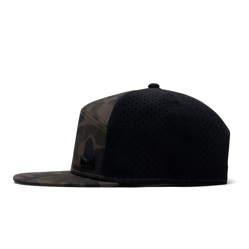 The side view of the Melin Horizon Fit Treches Icon Hydro hat in green camo Big Image - 3