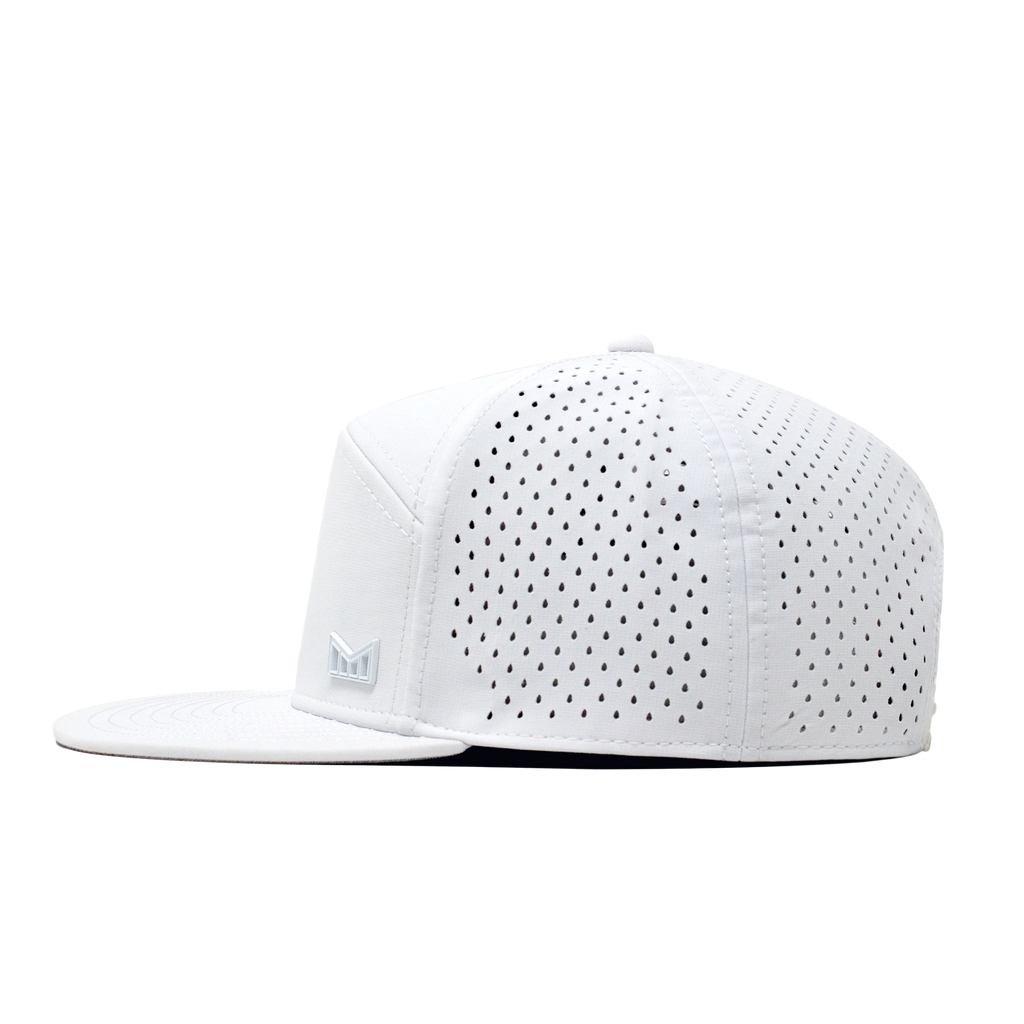 The side view of the Melin Horizon Fit Trenches Icon Hydro hat in white Big Image - 4