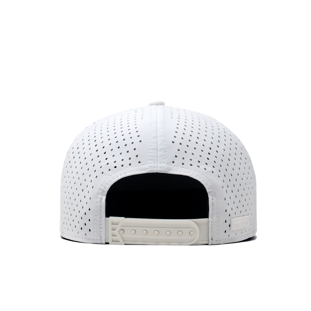 The back view of the Melin Horizon Fit Trenches Icon Hydro hat in white Big Image - 4