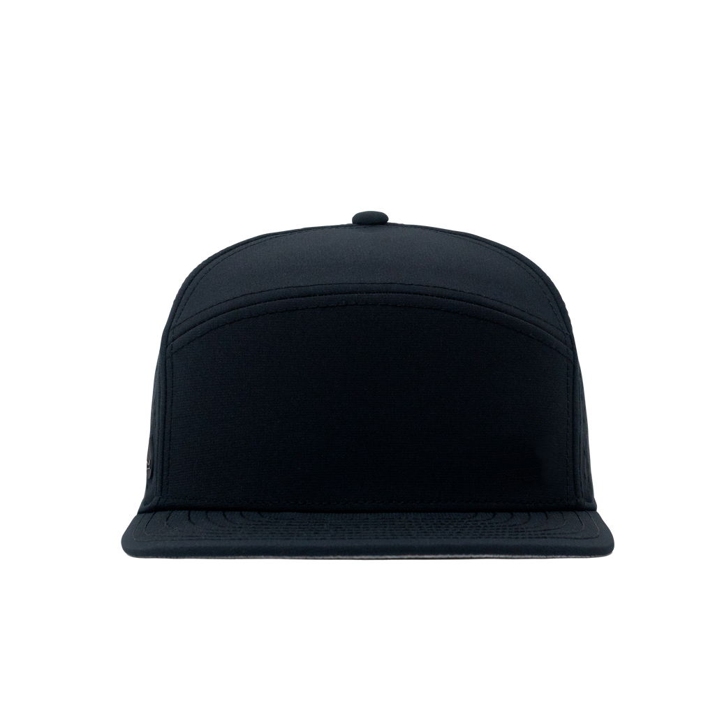 The front view of melin's Trenches Hydro snapback hat in black for men and women. Big Image - 2