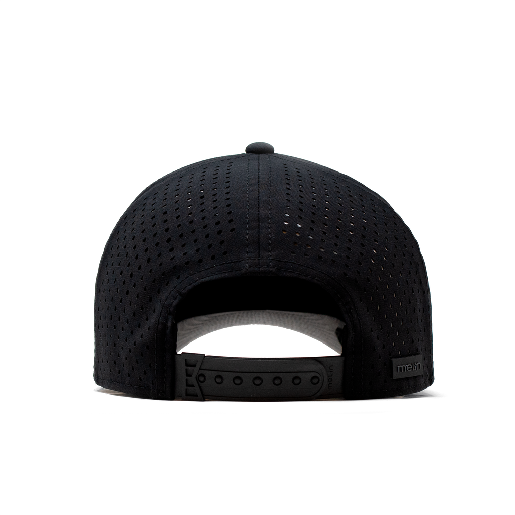 The back view of the Melin Split Fit Odyssey Stacked Hydro hat in black Big Image - 4