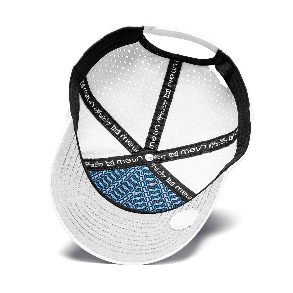 The angled view of the Melin Split Fit Odyssey Stacked Hydro hat in white Big Image - 5