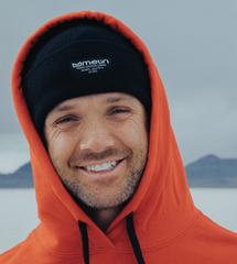 Louie Vito big smile in Journey beanie orange hoodie